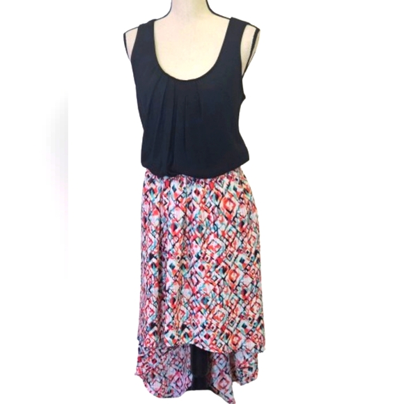 Rock 47 by Wrangler Black Multi-Color Print Sleeveless High Low Dress, X-Large - Picture 9 of 14